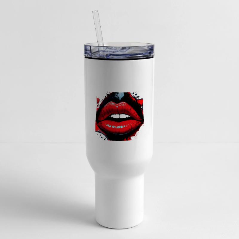 Glossy Red Lips - Bold Pop Art Aesthetic