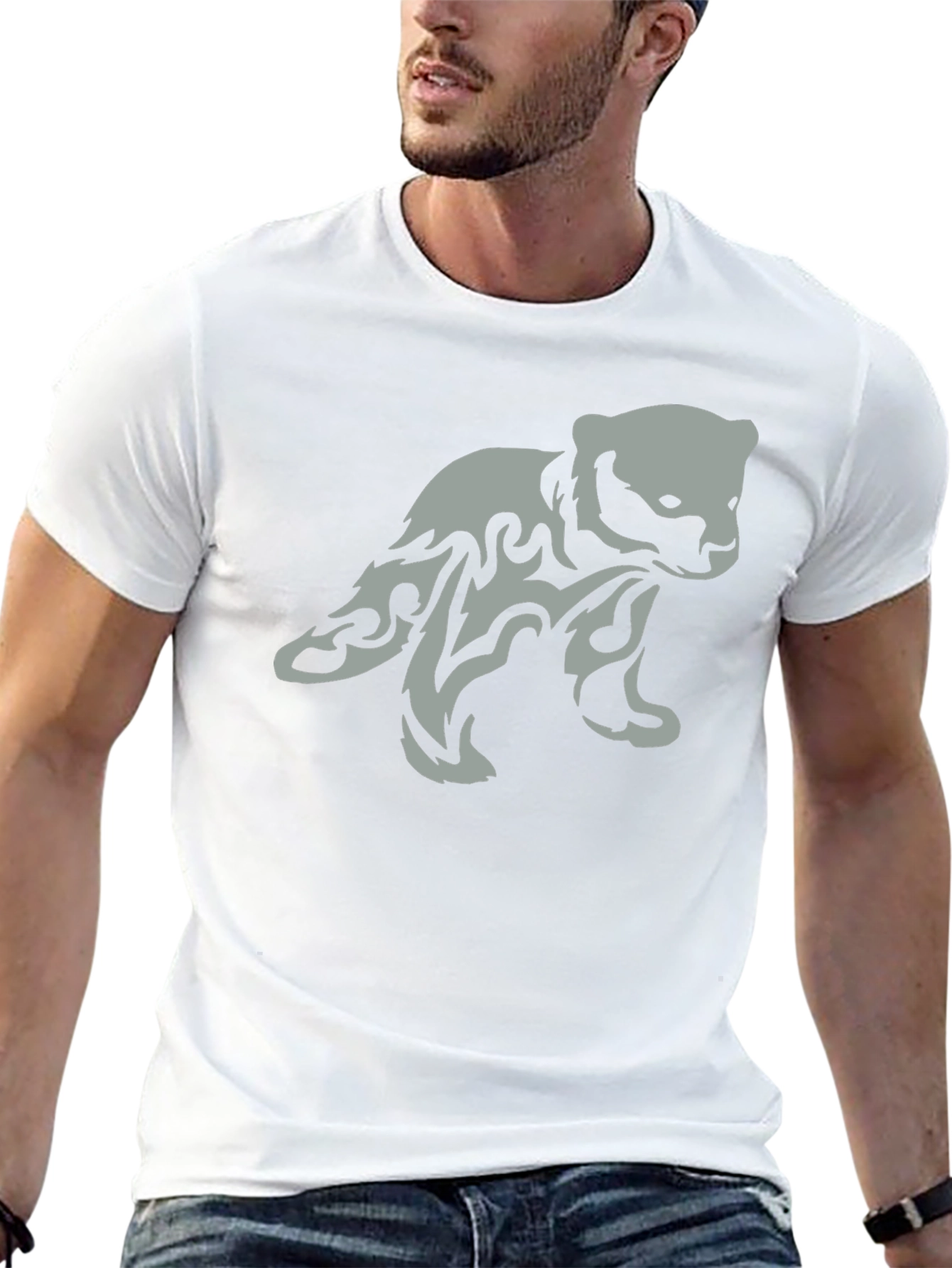 Tribal Bear Graphic Print T-Shirt