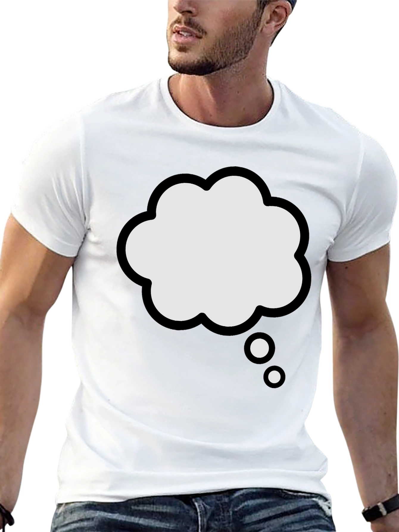 Cloud Thought Bubble Graphic T-Shirt - Black