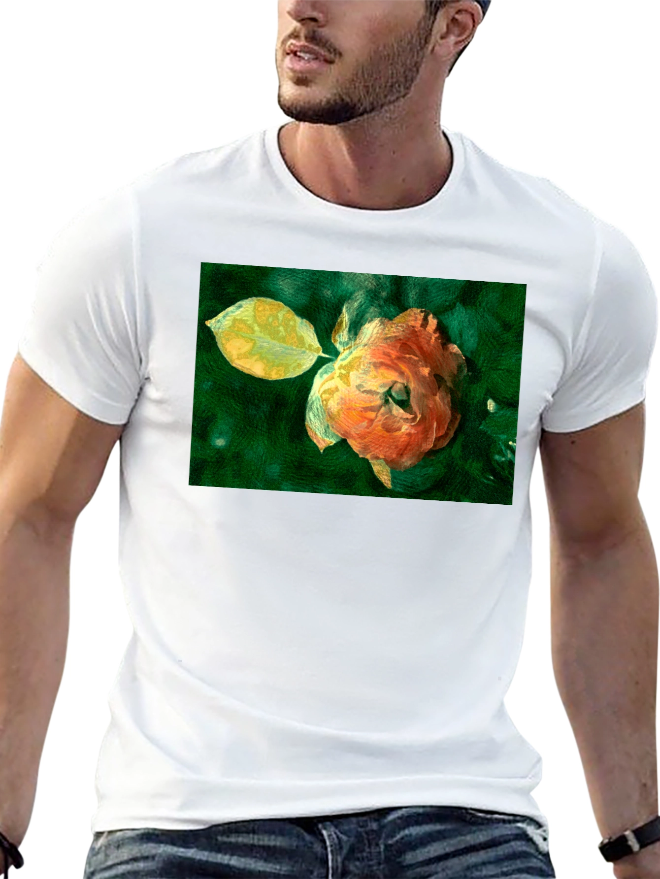 Floral Art Print Black T-Shirt