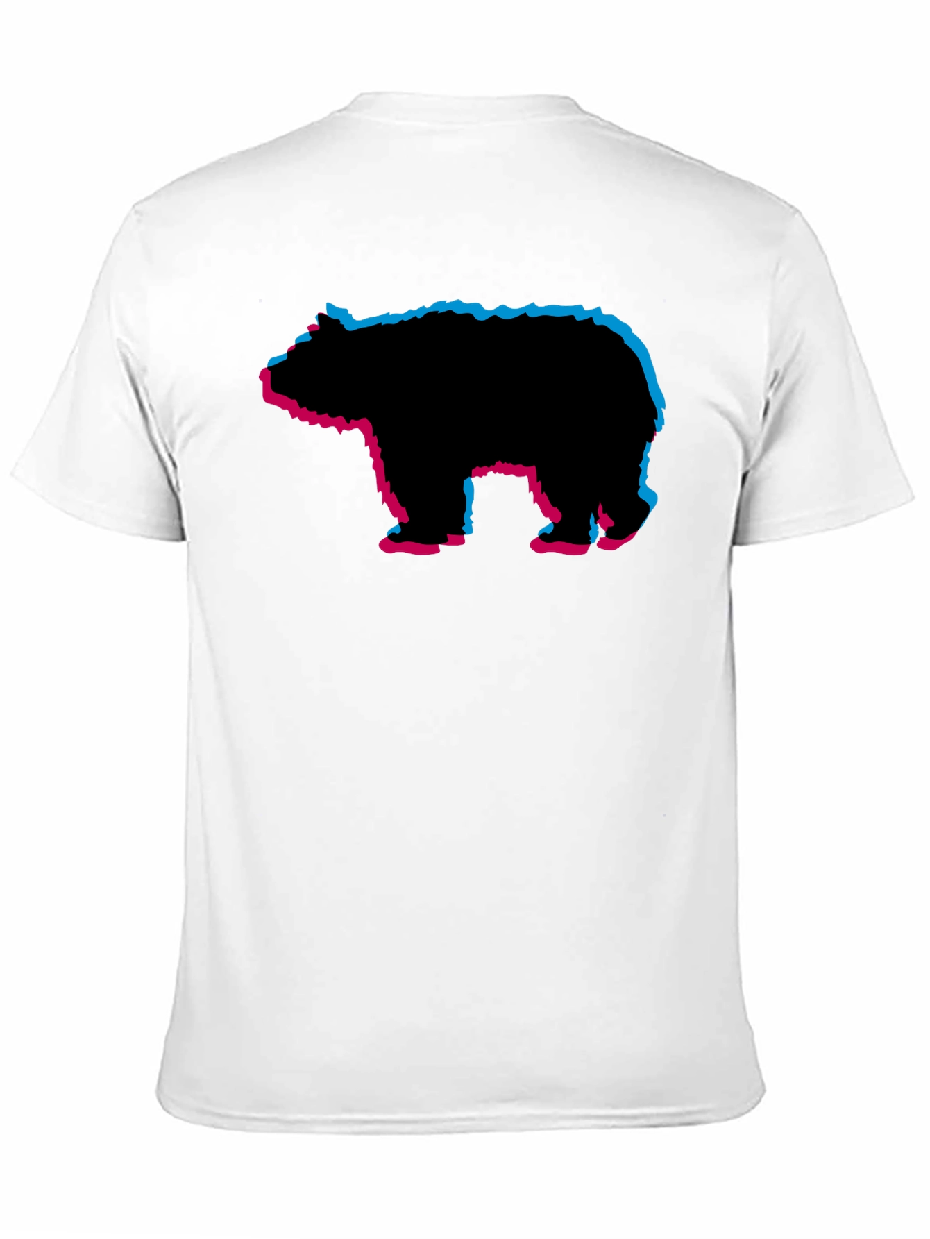 Bear Silhouette Black Tee - 3D Outline Design