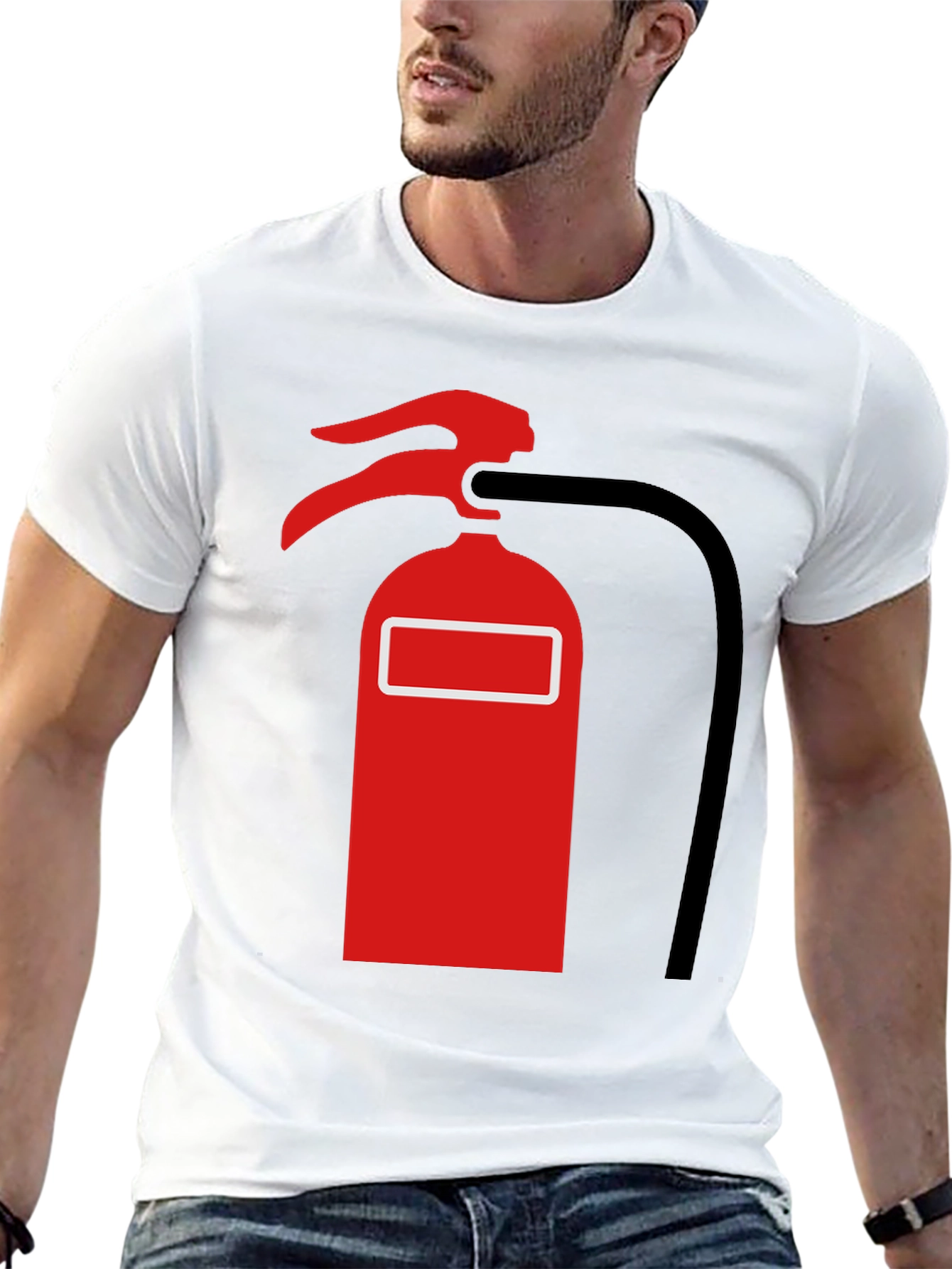 Fire Extinguisher Graphic Tee - Black Cotton T-Shirt