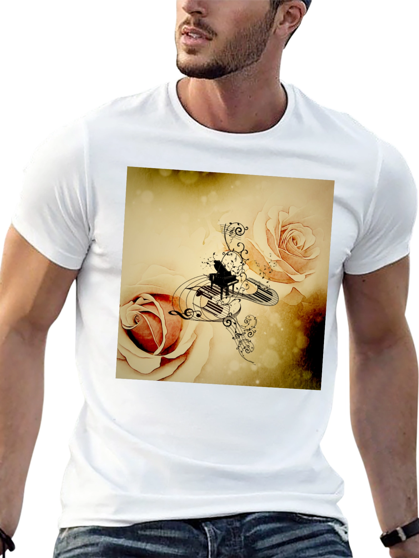 Musical Roses Black T-Shirt