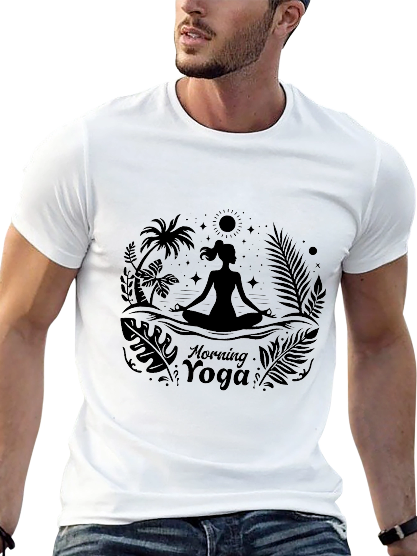 Morning Yoga Graphic Tee - Black
