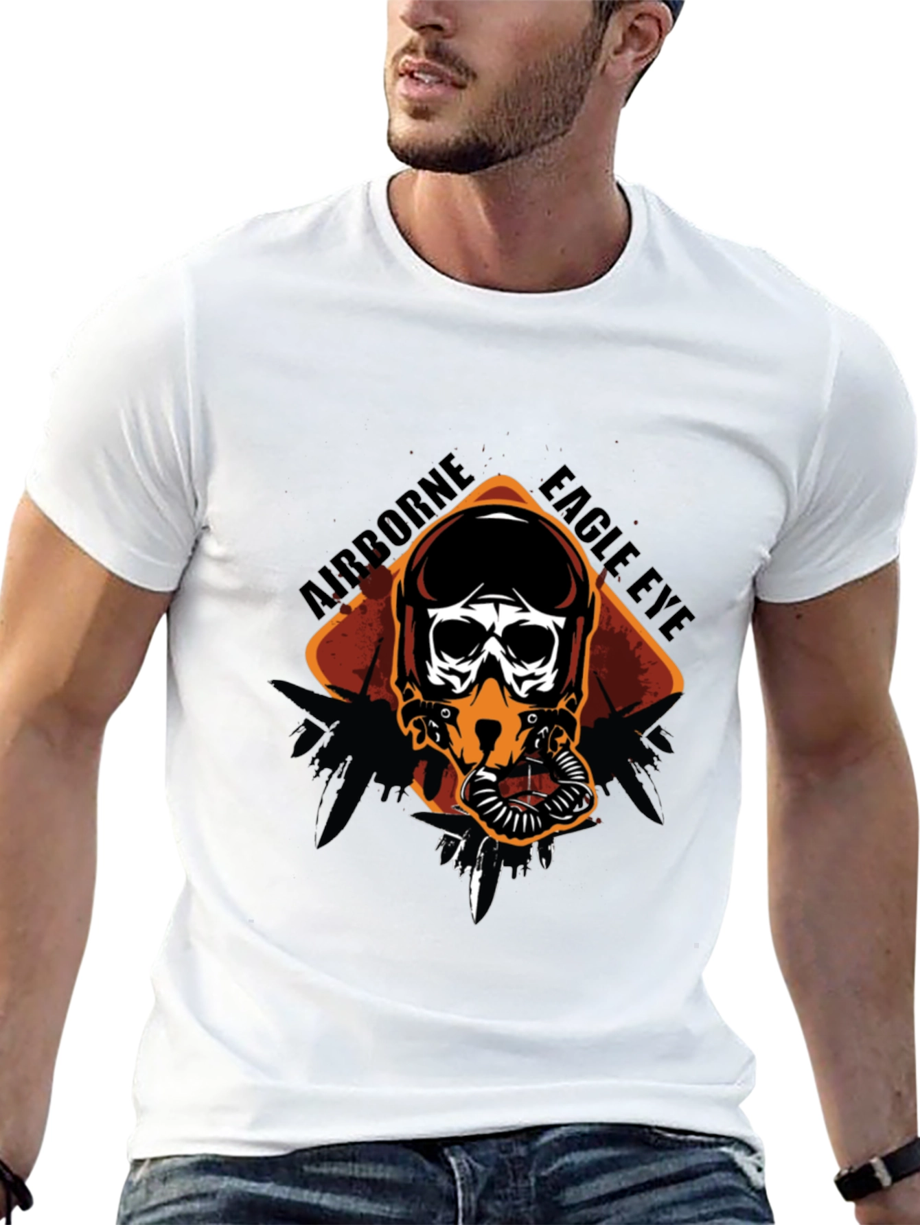 Airborne Eagle Eye Pilot Skull Graphic Tee