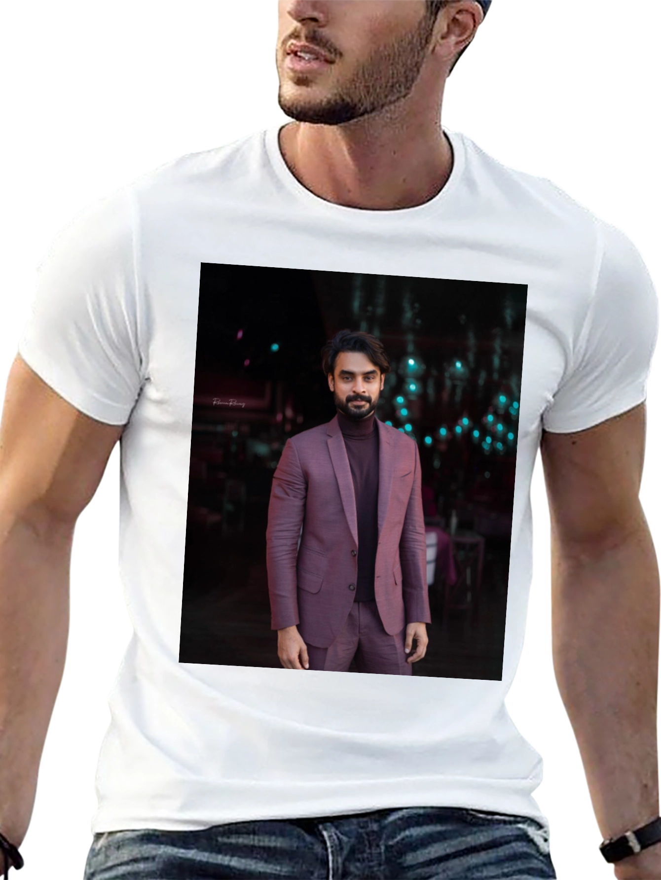 Mans Graphic Tee with Elegant Man Print