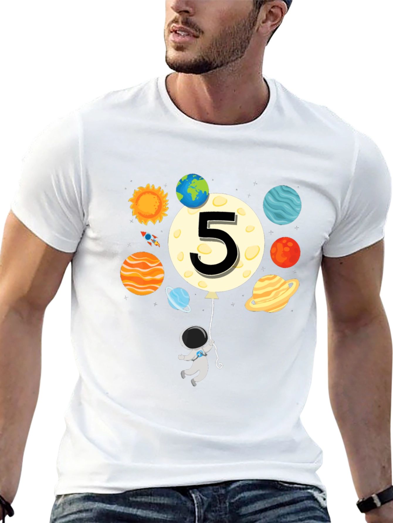 5th Birthday Astronaut T-Shirt - Outer Space Party
