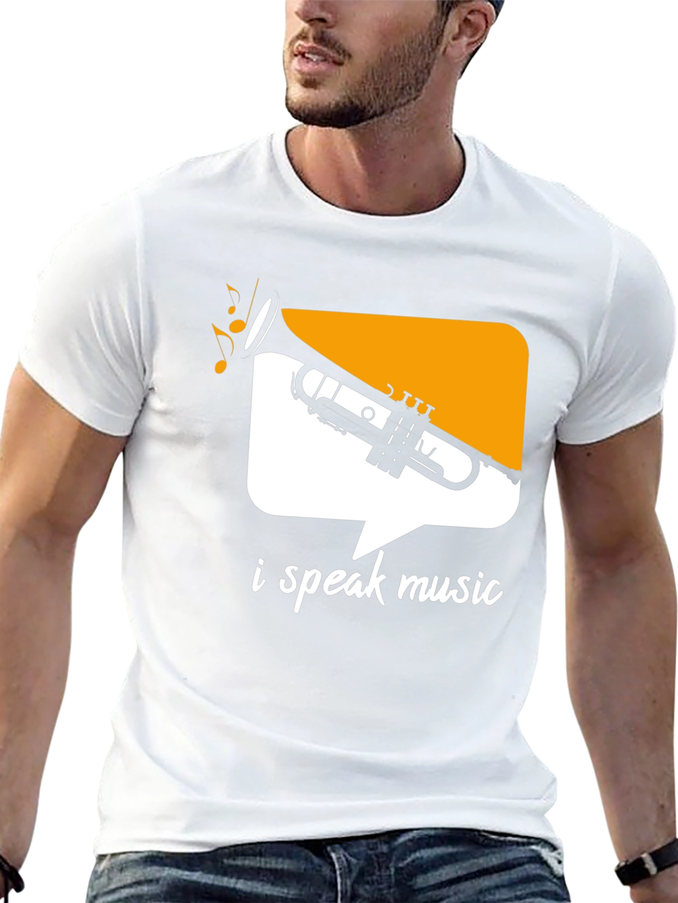 I Speak Music Black T-Shirt: Trumpet Design