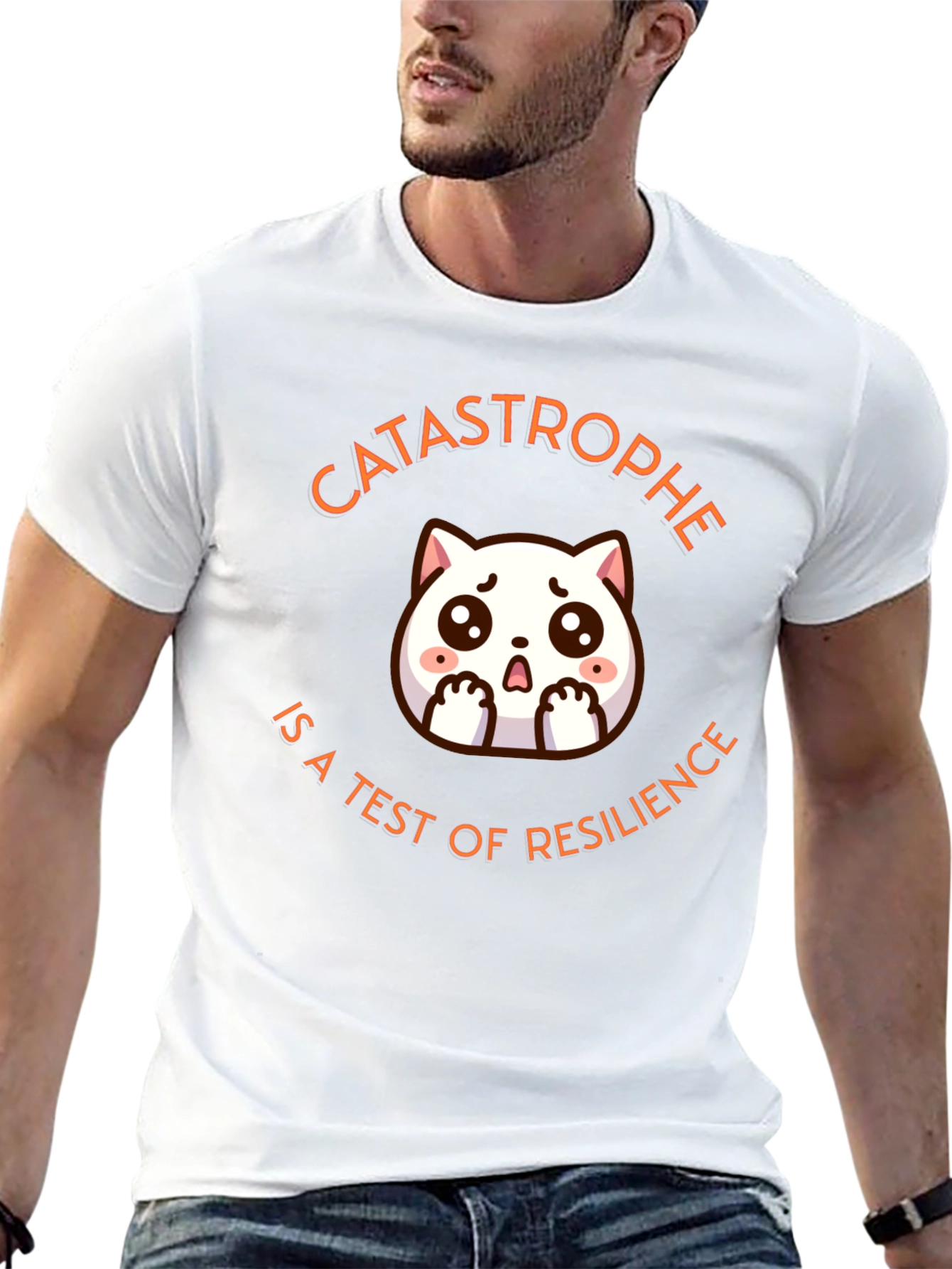 Catastrophe Resilience T-Shirt - Cute Cat Design