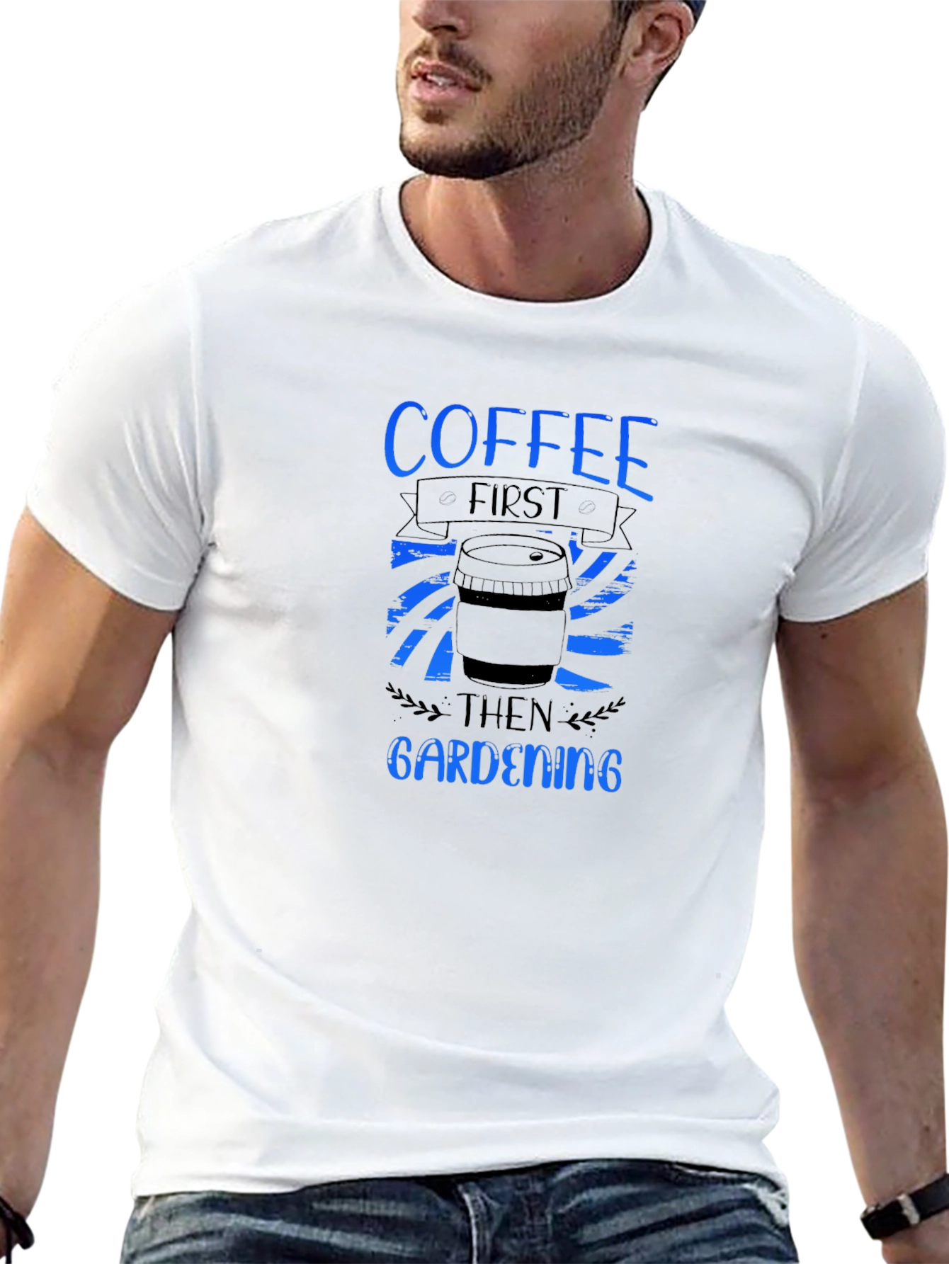 Coffee First Gardening Mens Black Tee