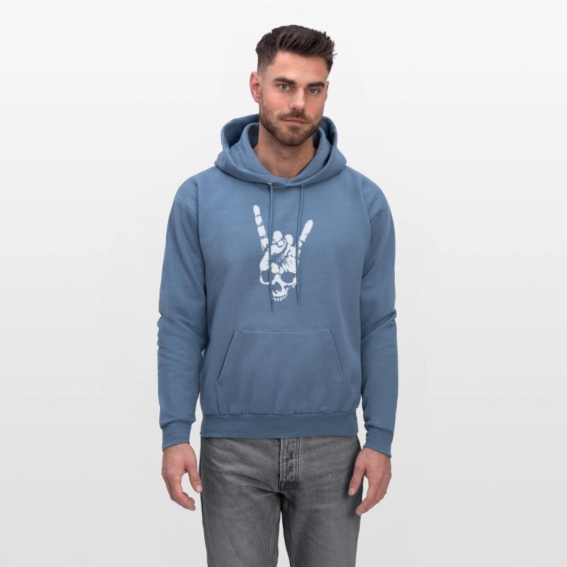 heavy metal skull with devil horns hand