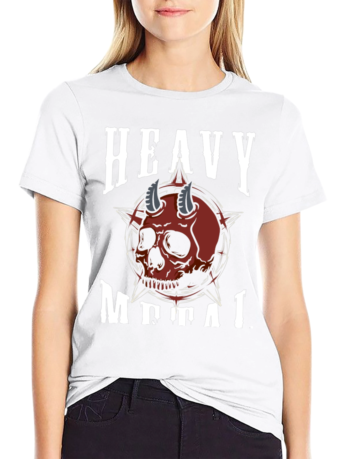 Heavy Metal Skull Graphic Tee - Black T-Shirt