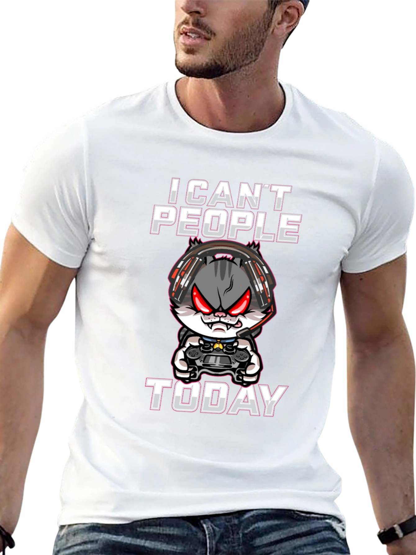 I Cant People Today Gamer Cat T-Shirt
