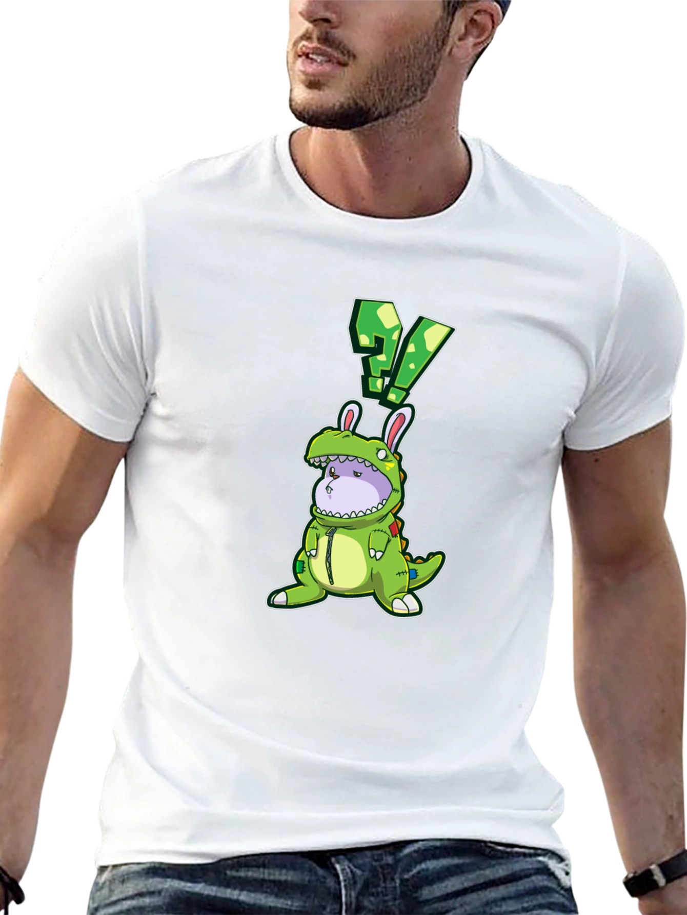 Dino Bunny Costume Graphic Tee - Quirky Novelty Design