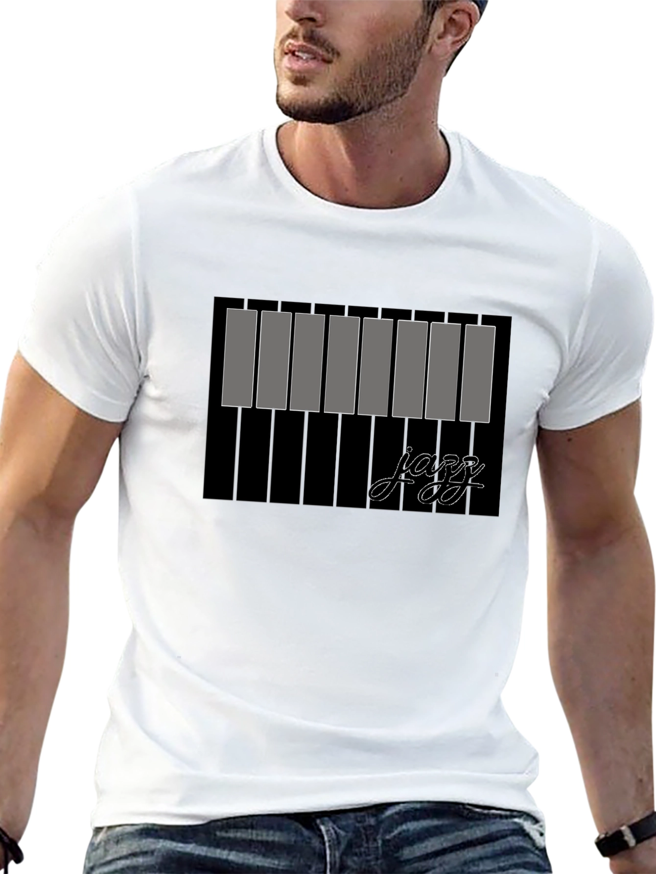 Jazz Piano Keys Graphic Black T-Shirt