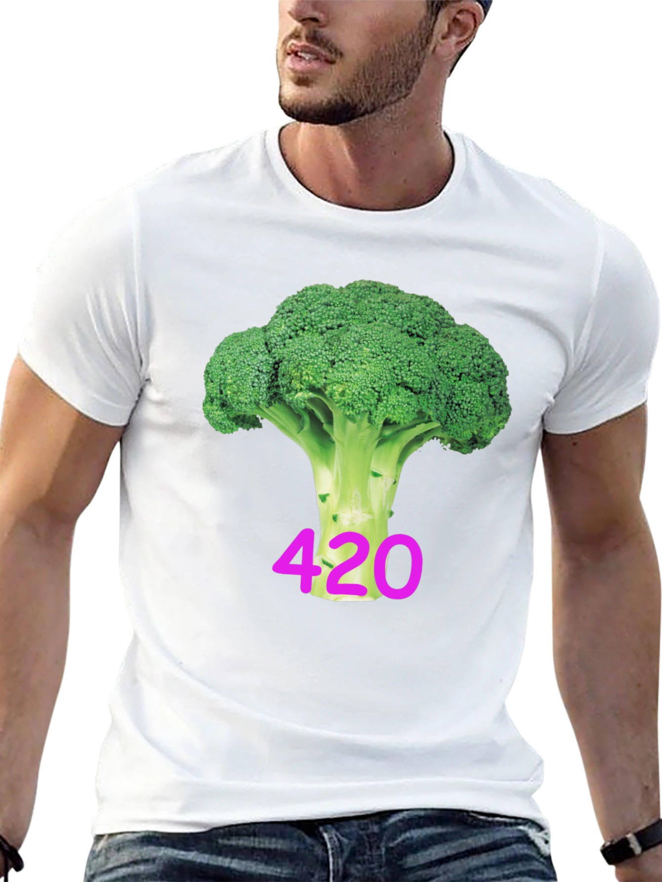Broccoli 420 Black T-Shirt - Novelty Design