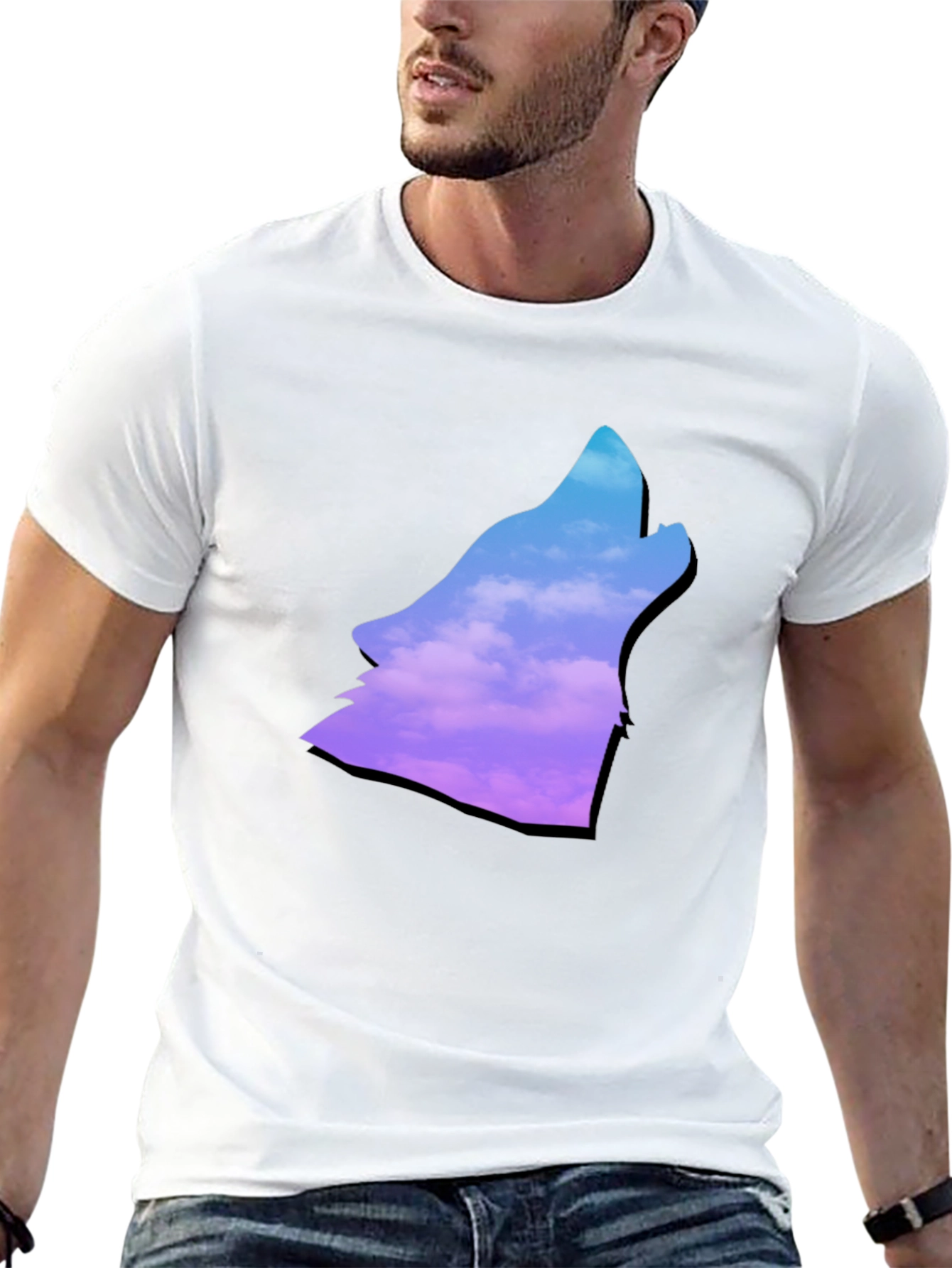 Wolf Howl T-Shirt - Cloudscape Silhouette