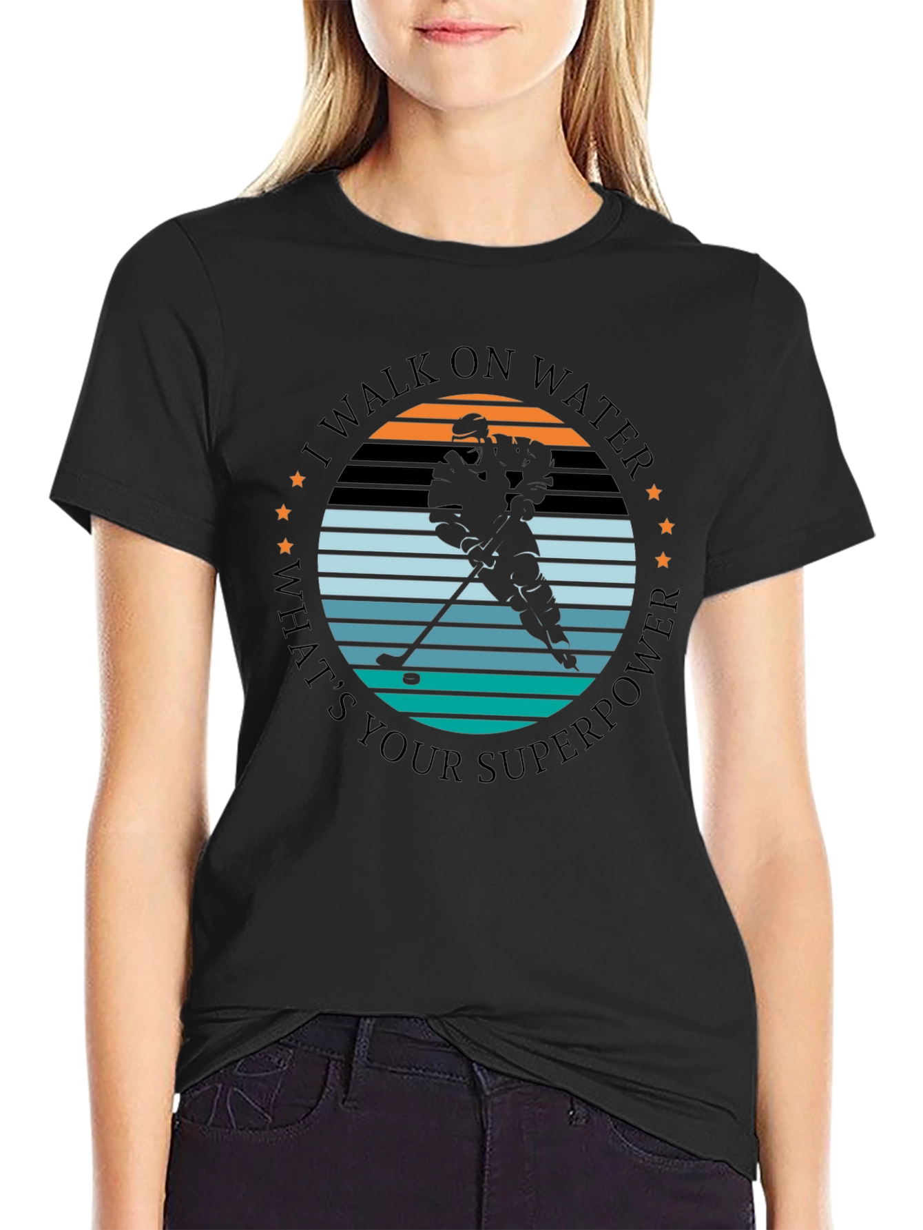 I Walk on Water Hockey Superpower Graphic Tee