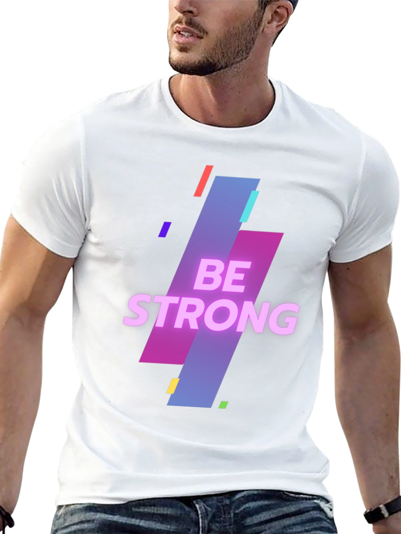 Be Strong Graphic Print Mens Black T-Shirt