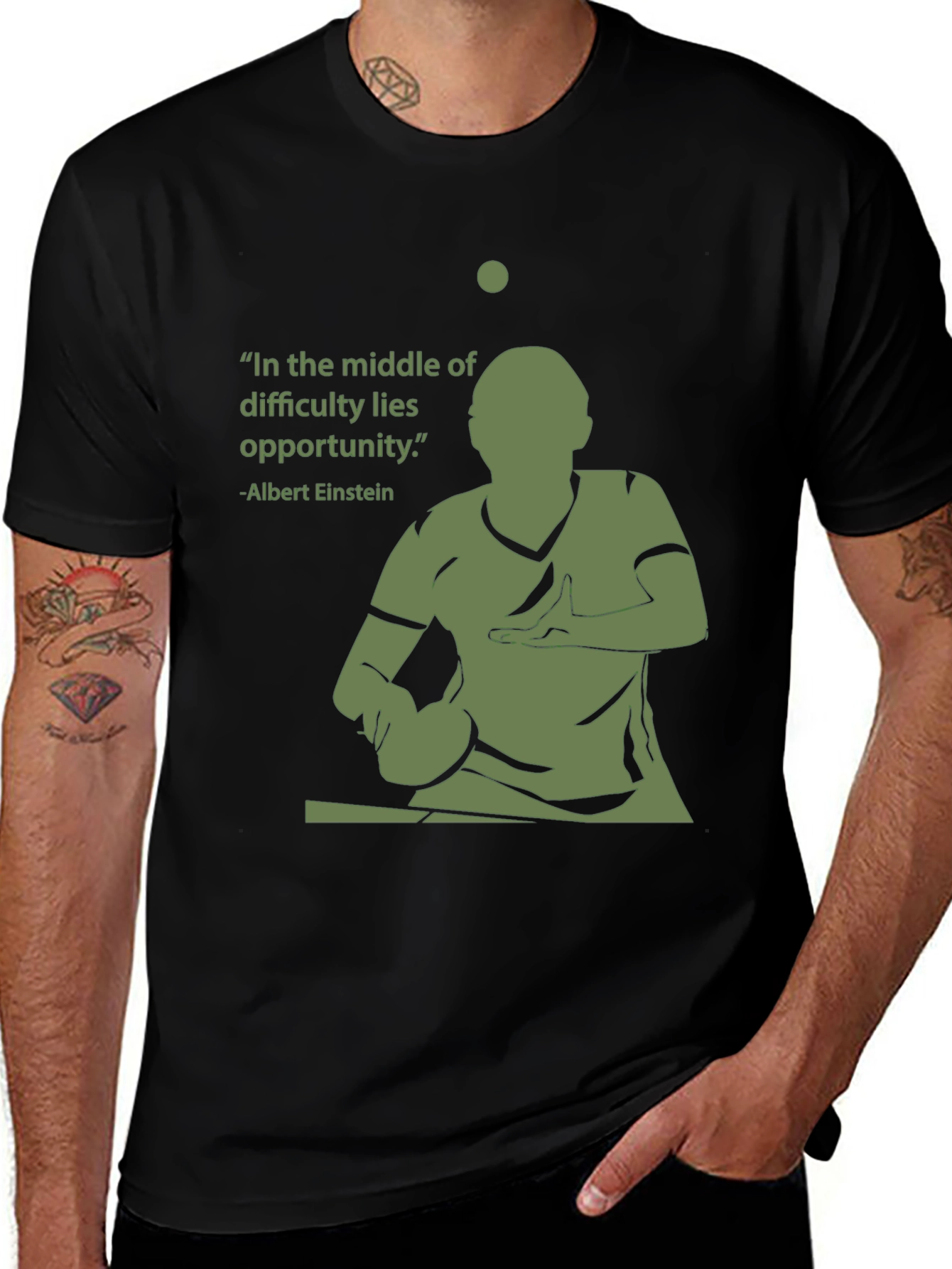 Inspirational Ping Pong T-Shirt: Einstein Quote