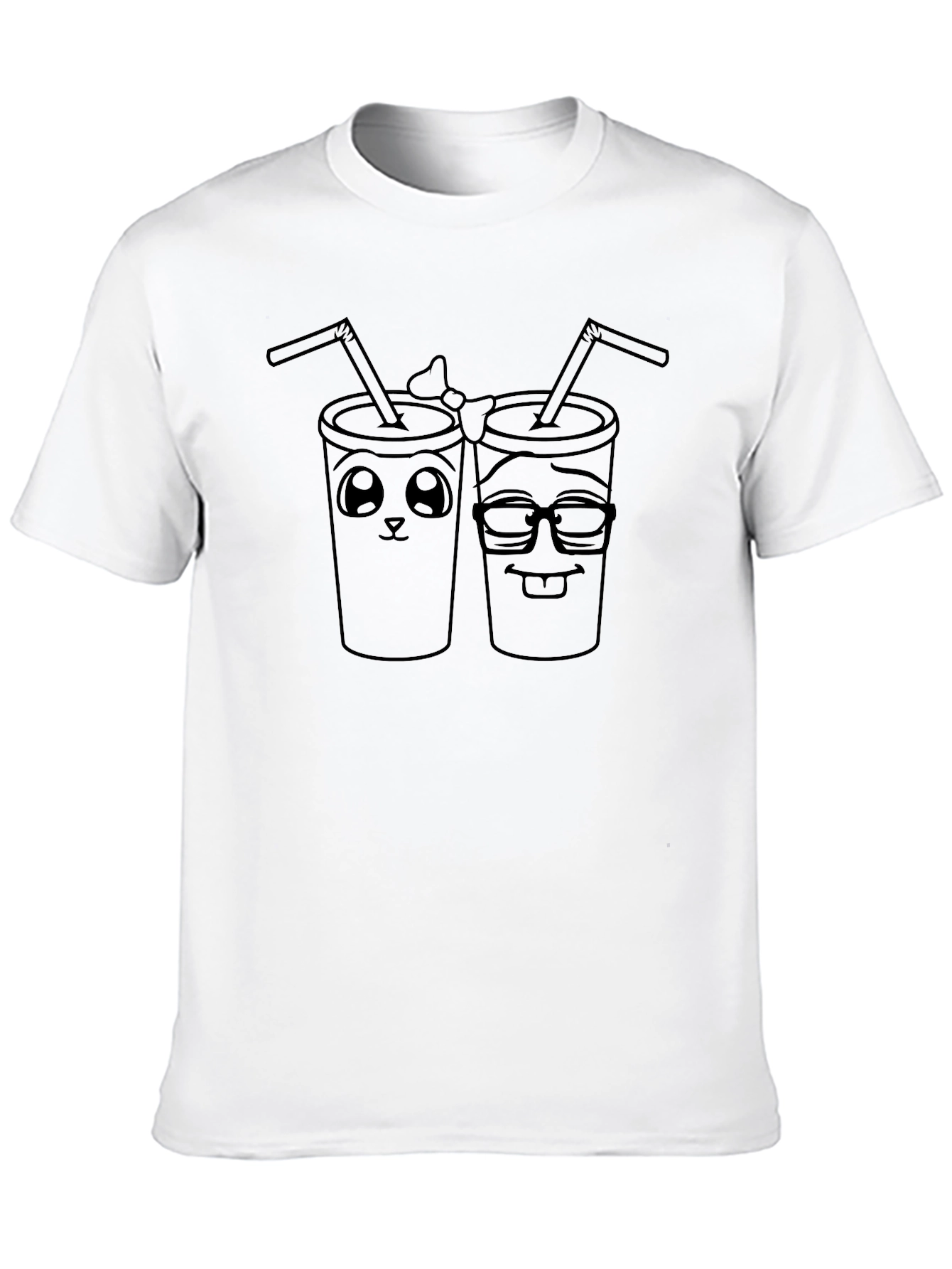 Cute Smoothie Buddies Graphic Tee - Black