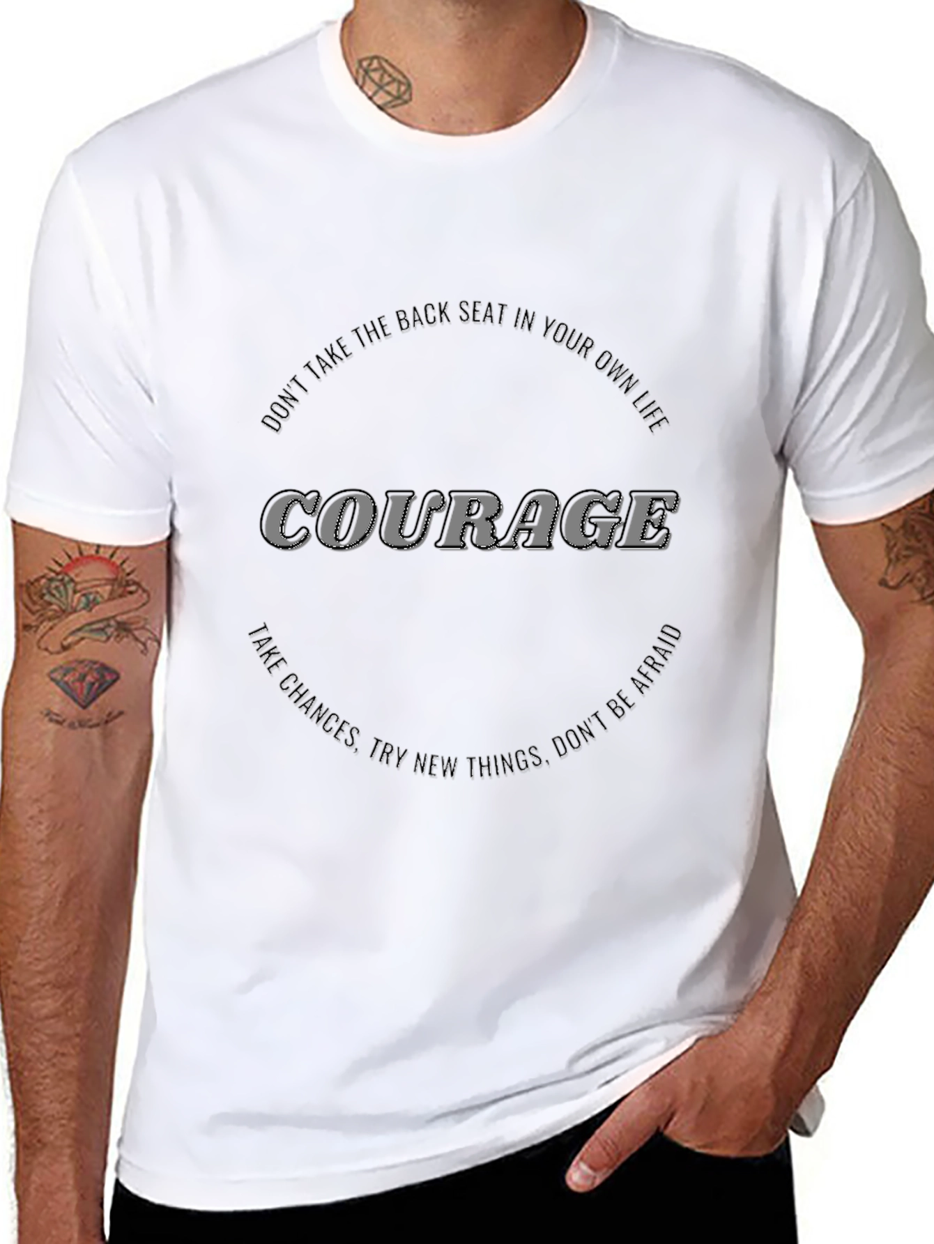 Courage Graphic Tee - Motivational Black T-Shirt