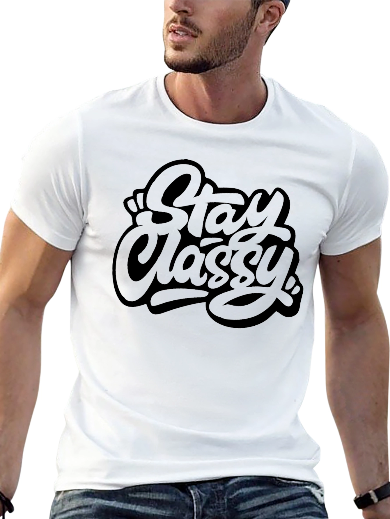 Stay Classy Graphic Tee - Black Casual T-Shirt