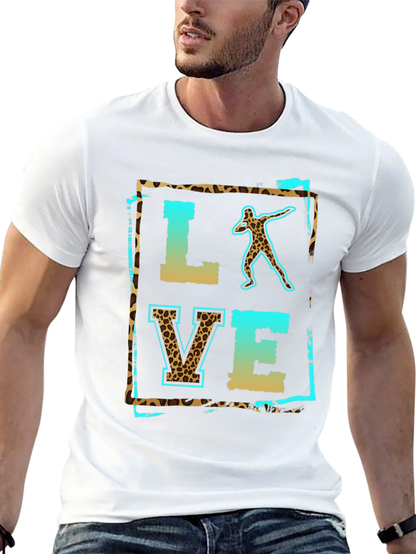 Leopard Print LOVE Shot Put T-Shirt