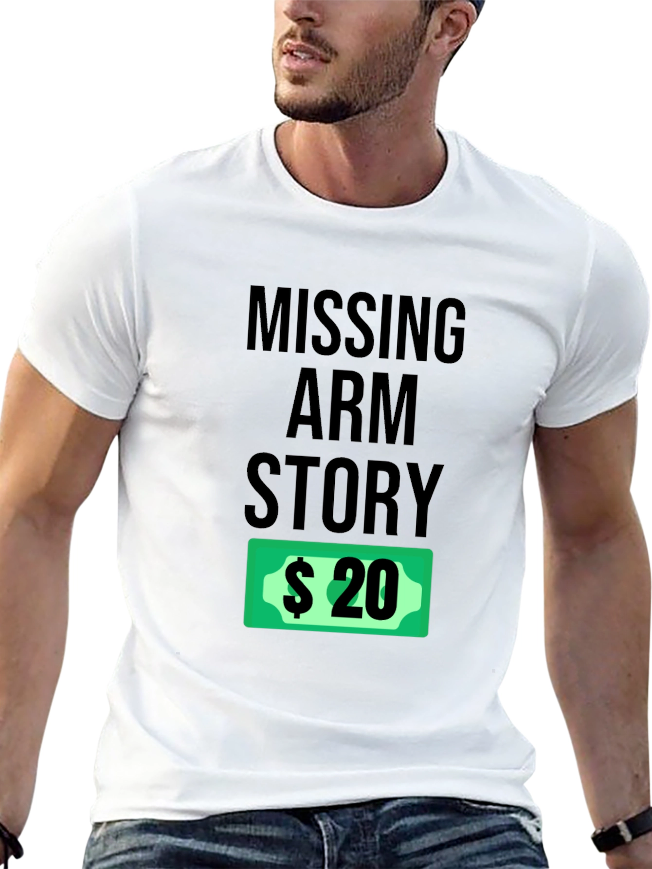 Funny Missing Arm Story Black T-Shirt