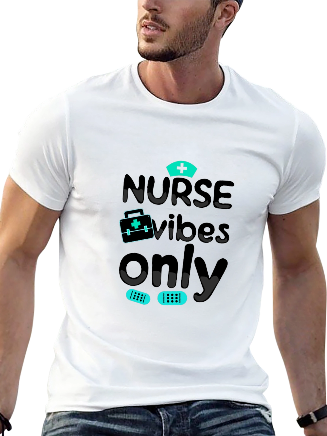 Nurse Vibes Only Graphic T-Shirt - Black Cotton Blend