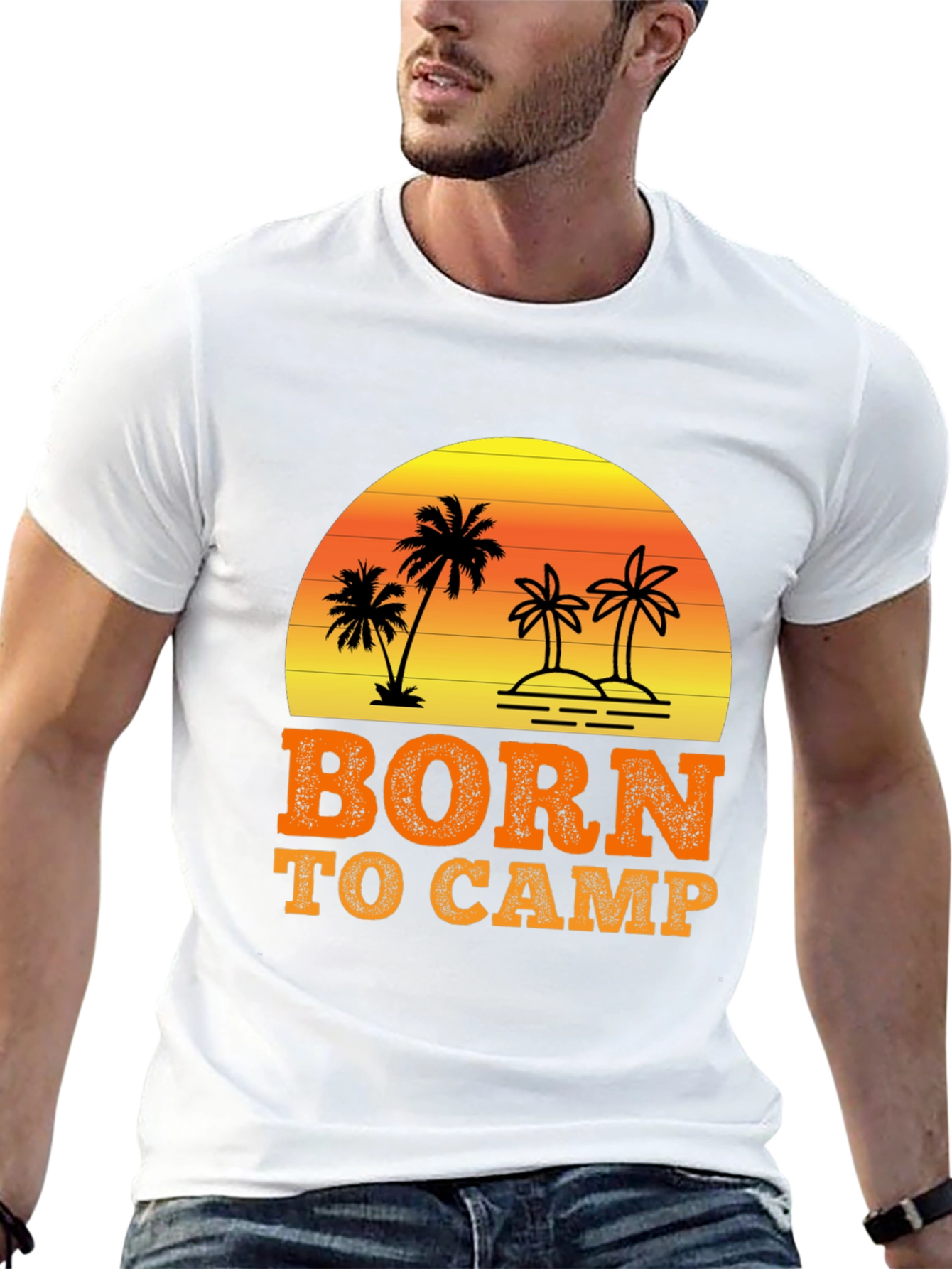 Born to Camp T-Shirt: Island Sunset Graphic Tee