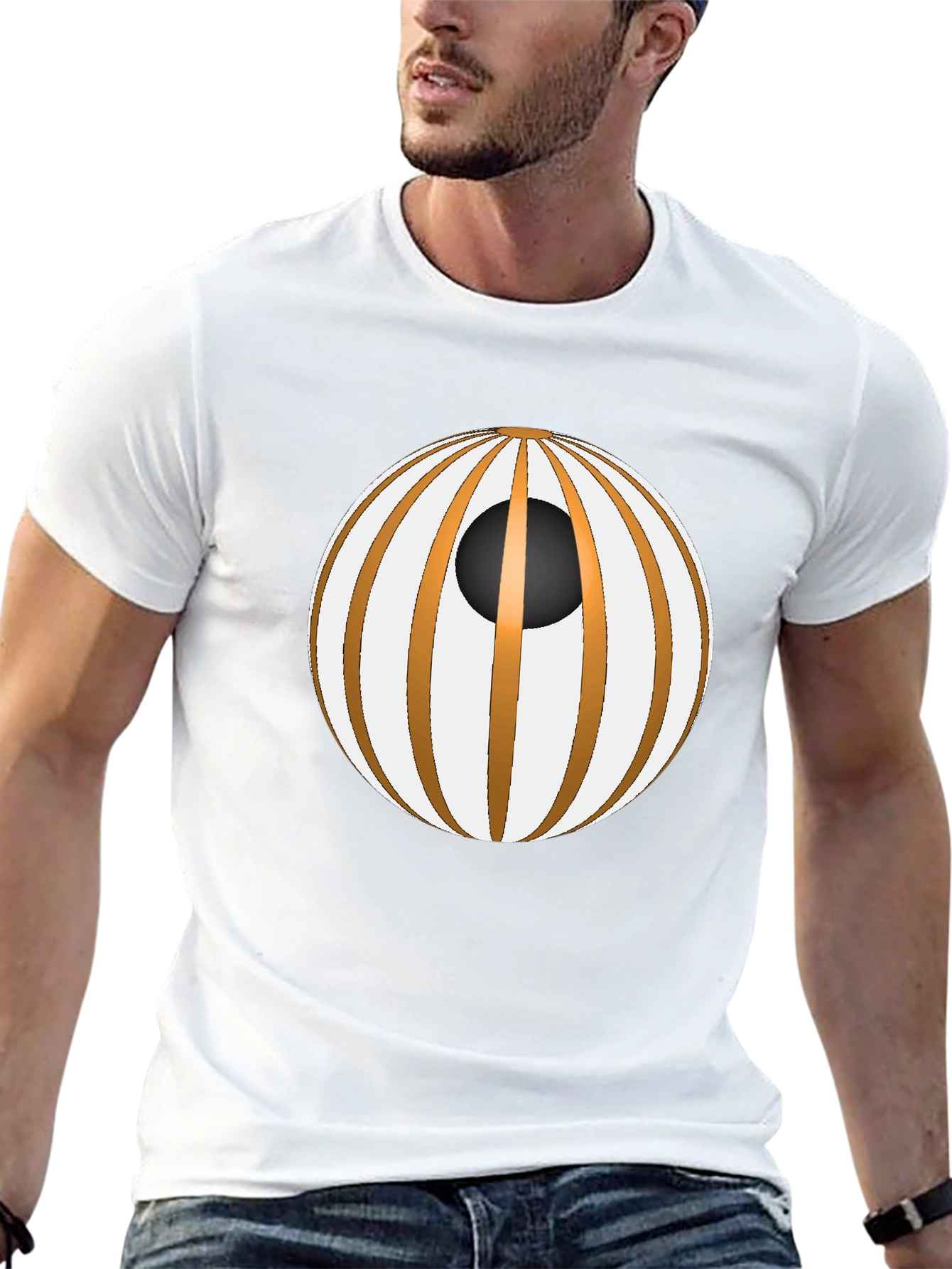 Unique Graphic Tee - Striped Sphere Design