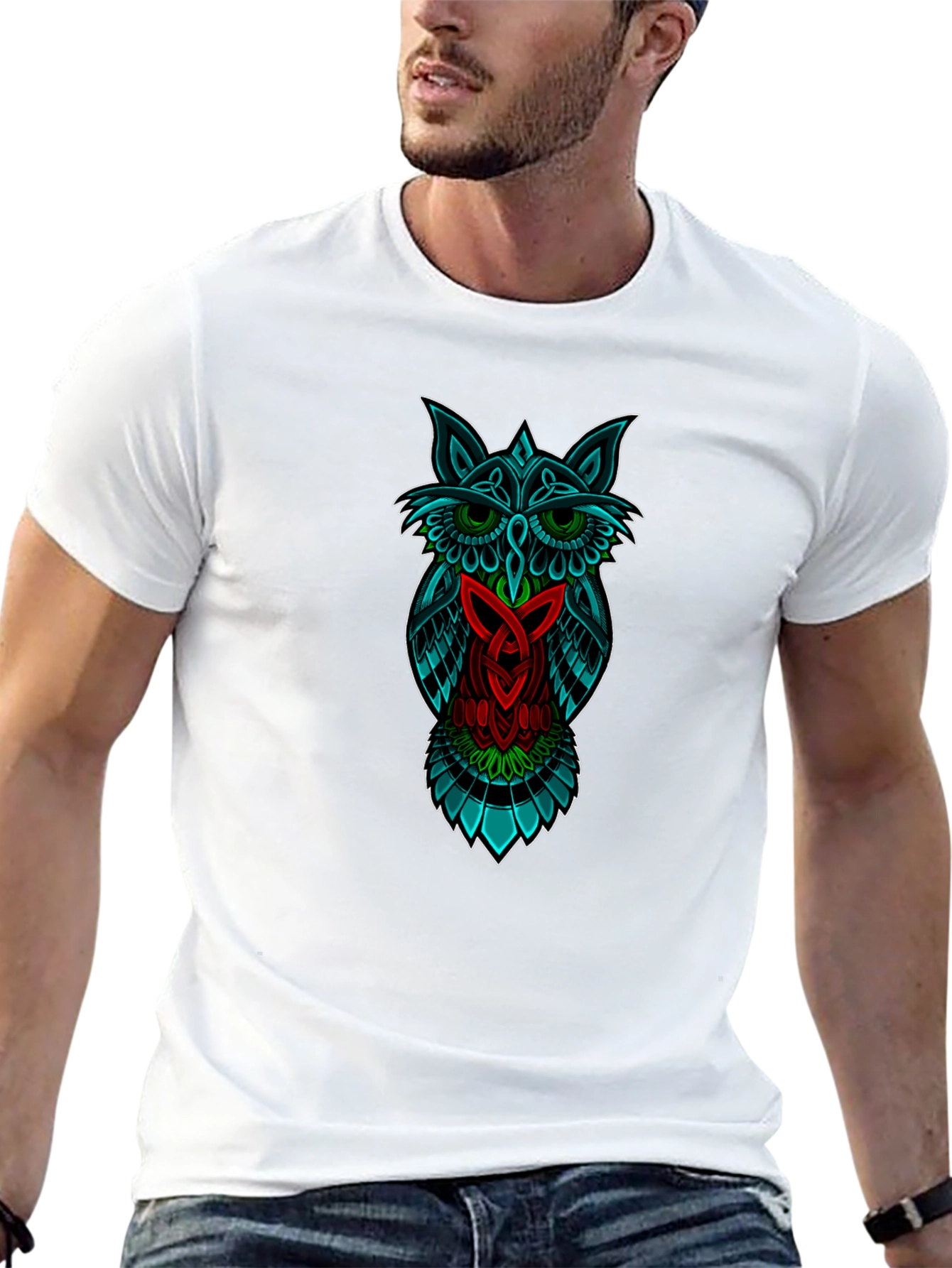 Celtic Owl Graphic Black T-Shirt