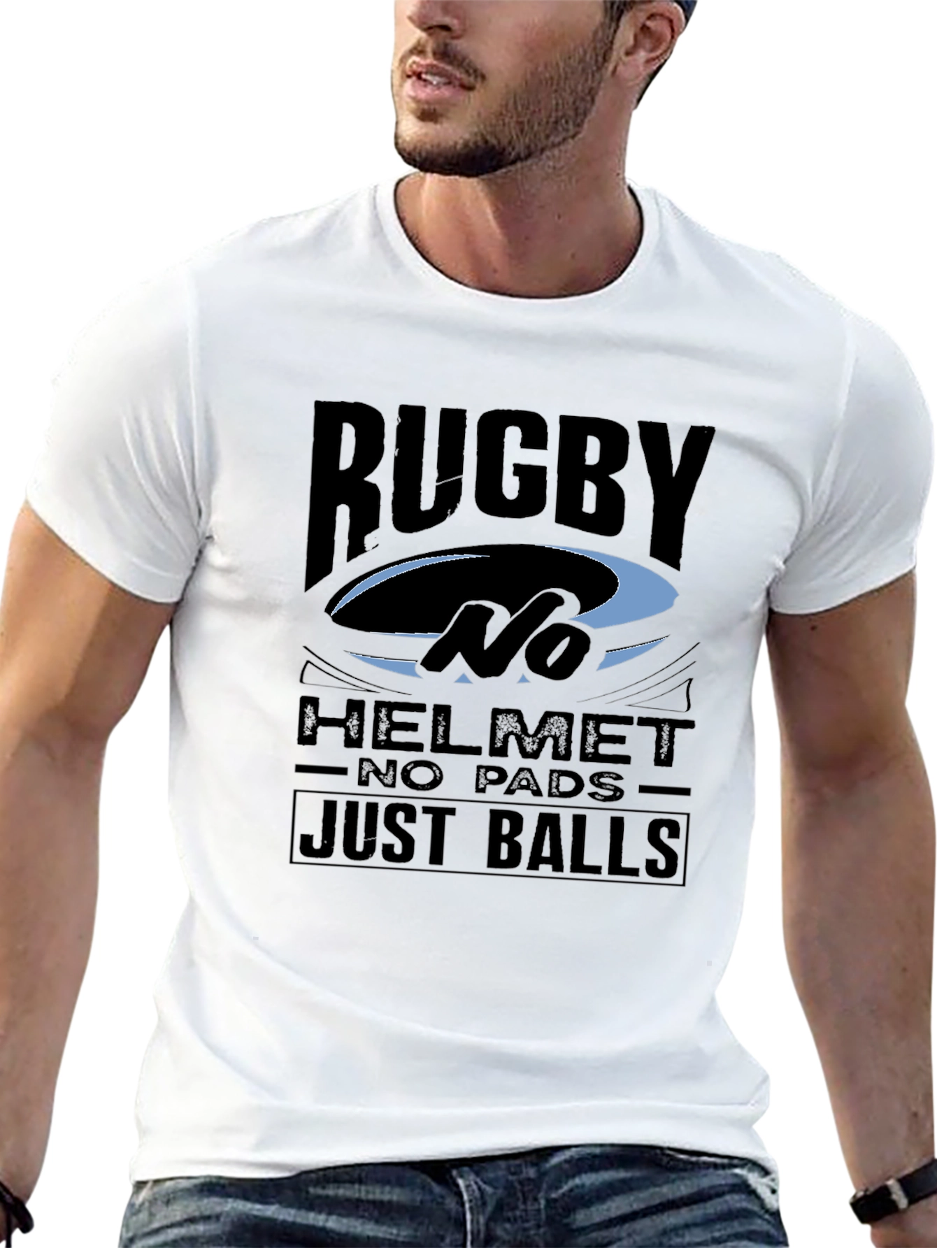 Rugby No Helmet Just Balls Graphic Tee
