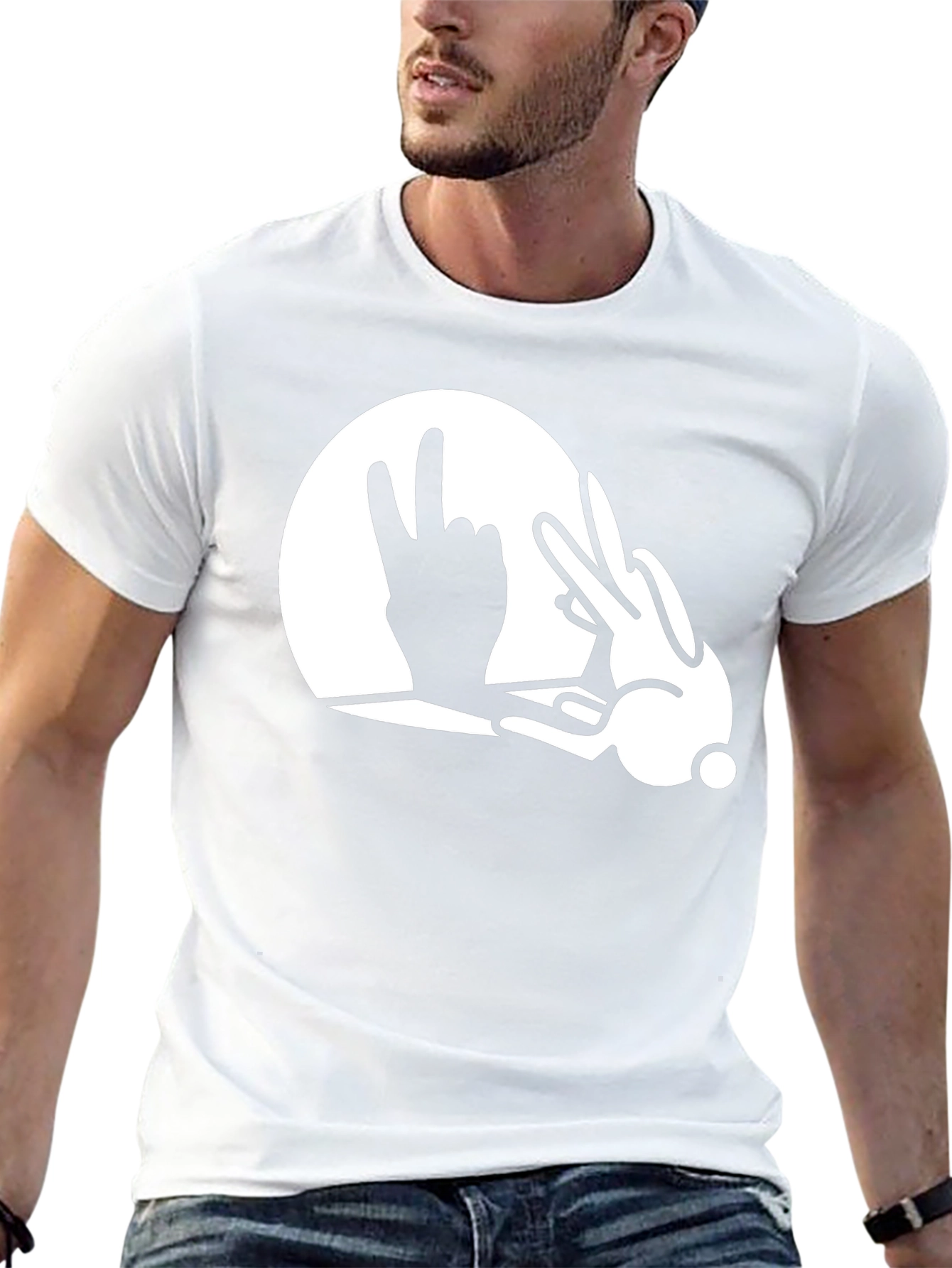 Funny Rabbit Shadow Hand T-Shirt