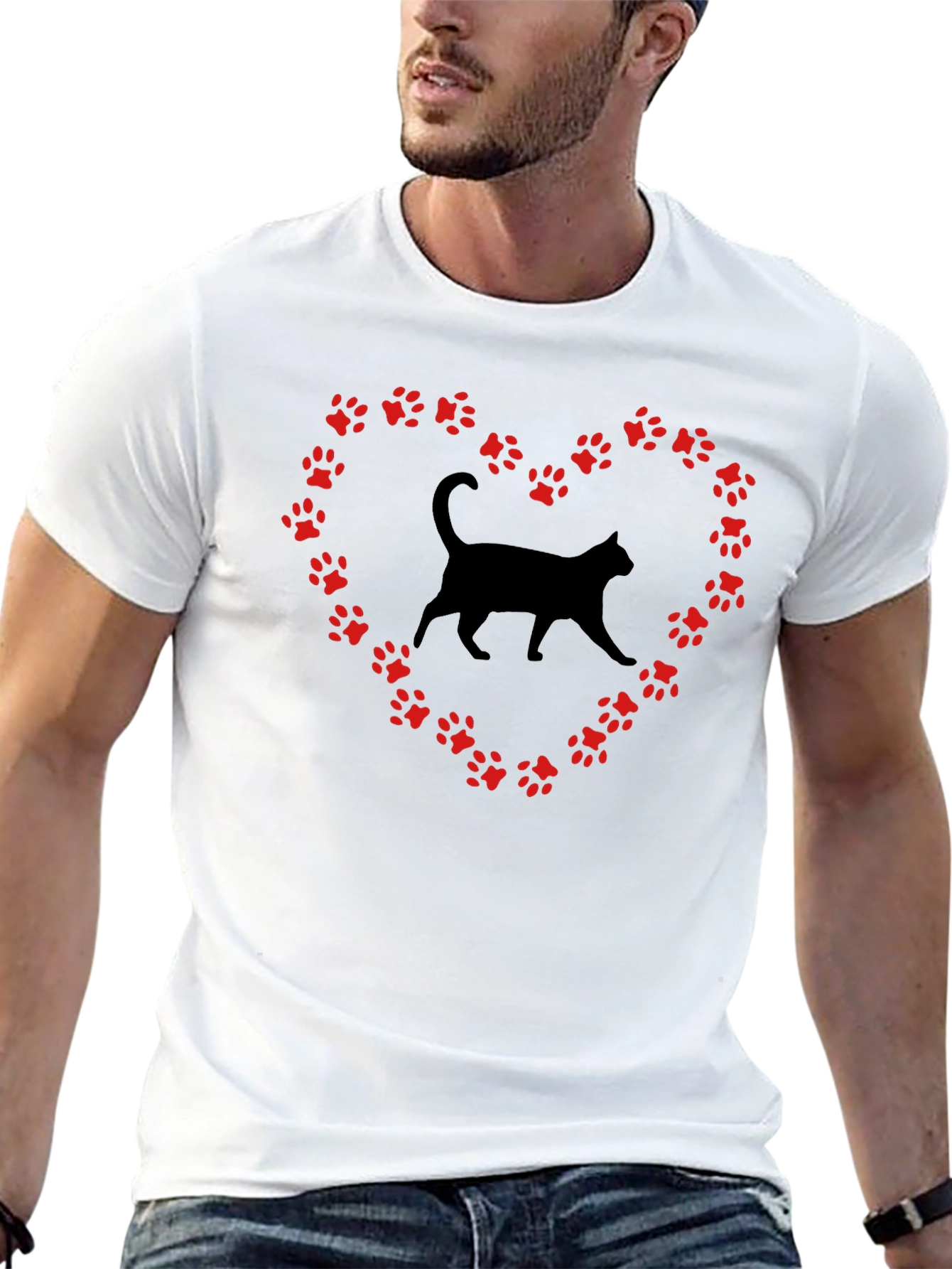 Cat Paw Heart Graphic Tee