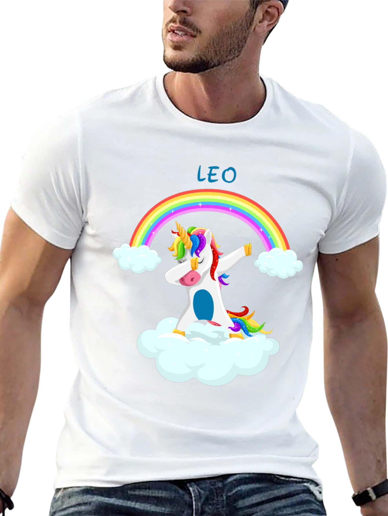 Leo Unicorn Dab Rainbow T-Shirt
