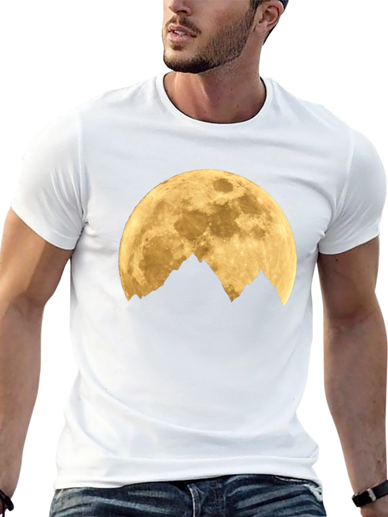 Moon Over Mountains Graphic Tee - Black Cotton Blend