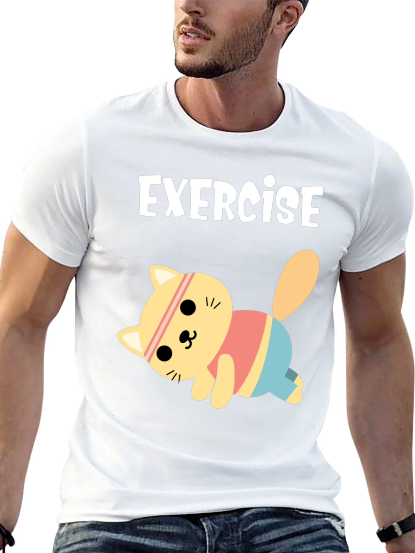 Exercise Cat T-Shirt - Black