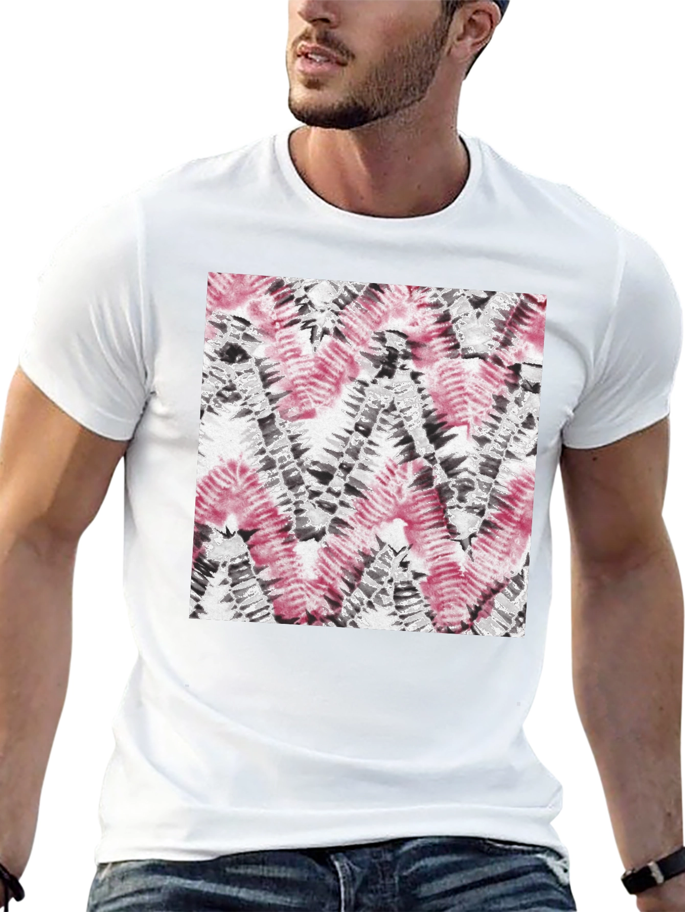 Abstract Tie-Dye Pattern Black T-Shirt