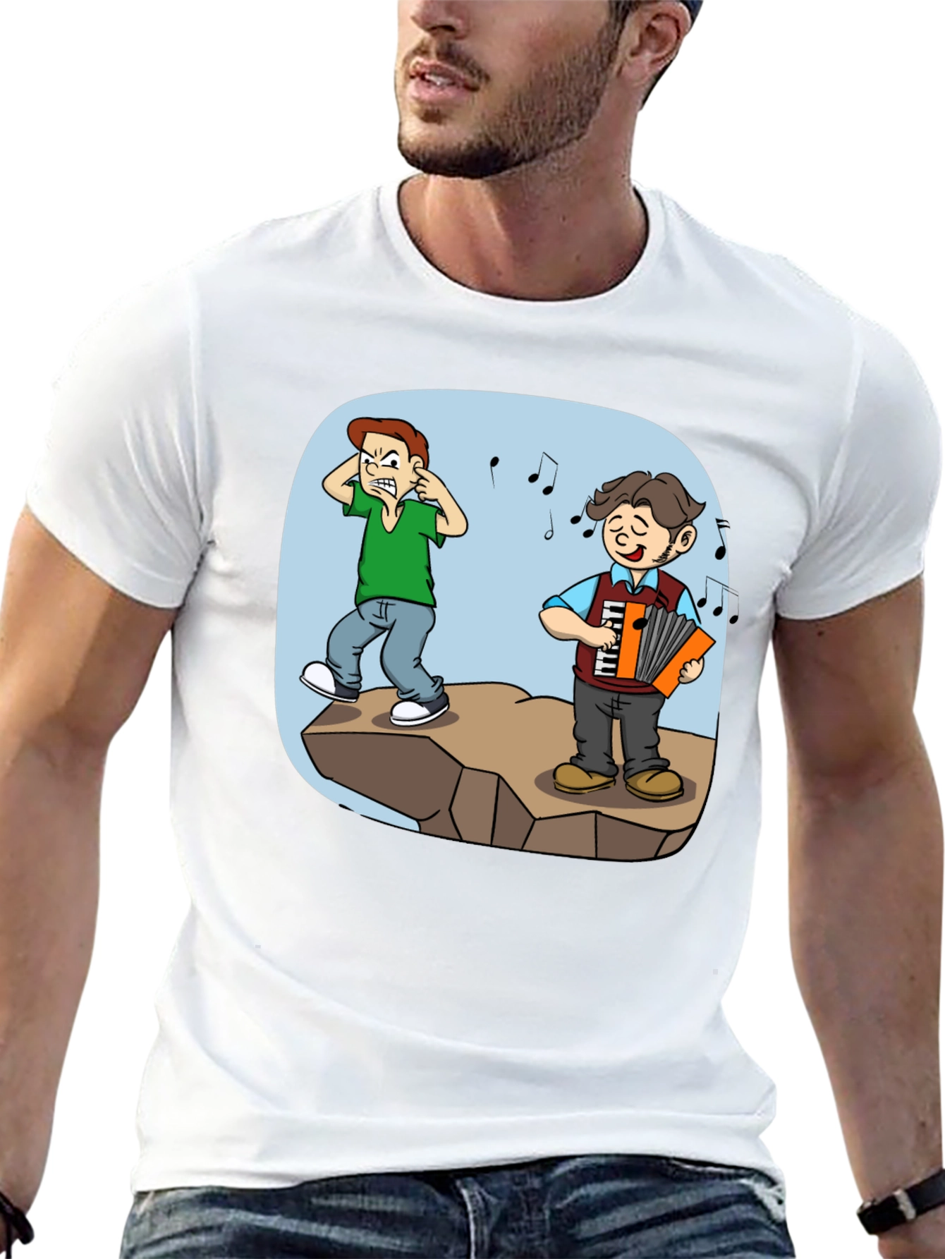 Humorous Accordion Cartoon T-Shirt