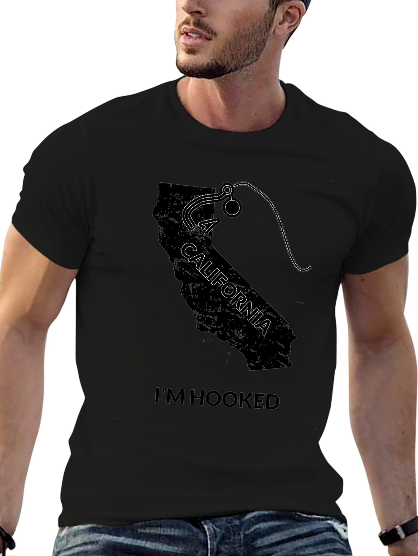 California Fishing Hook Graphic T-Shirt - Im Hooked
