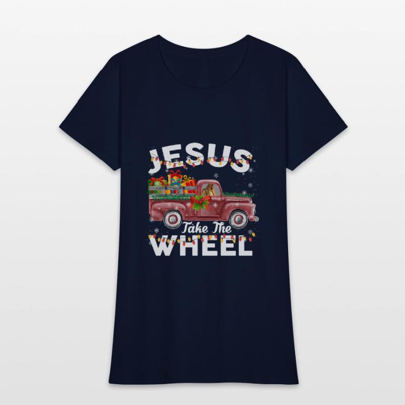 Jesus Take The Wheel Funny Christmas Red Truck