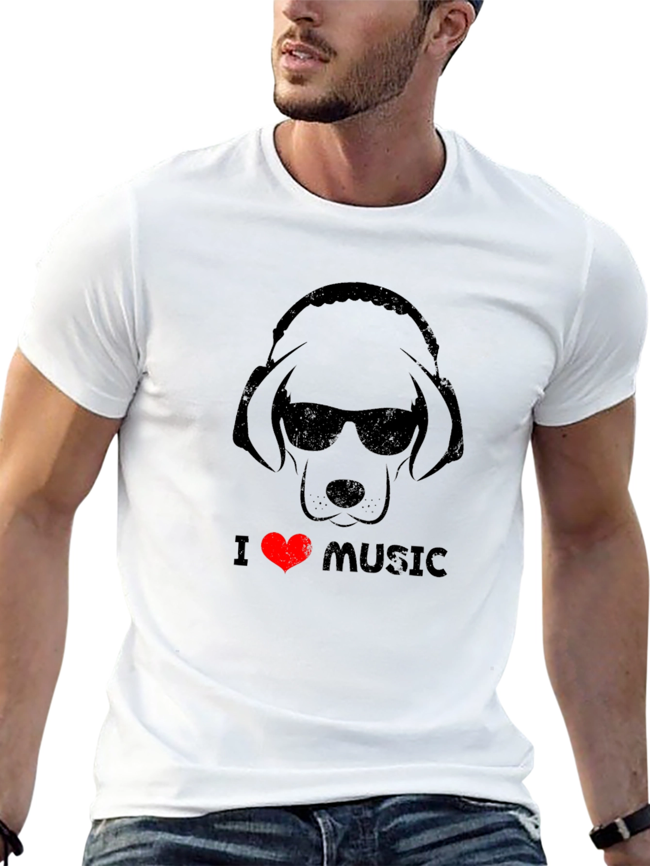 I Love Music Dog T-Shirt