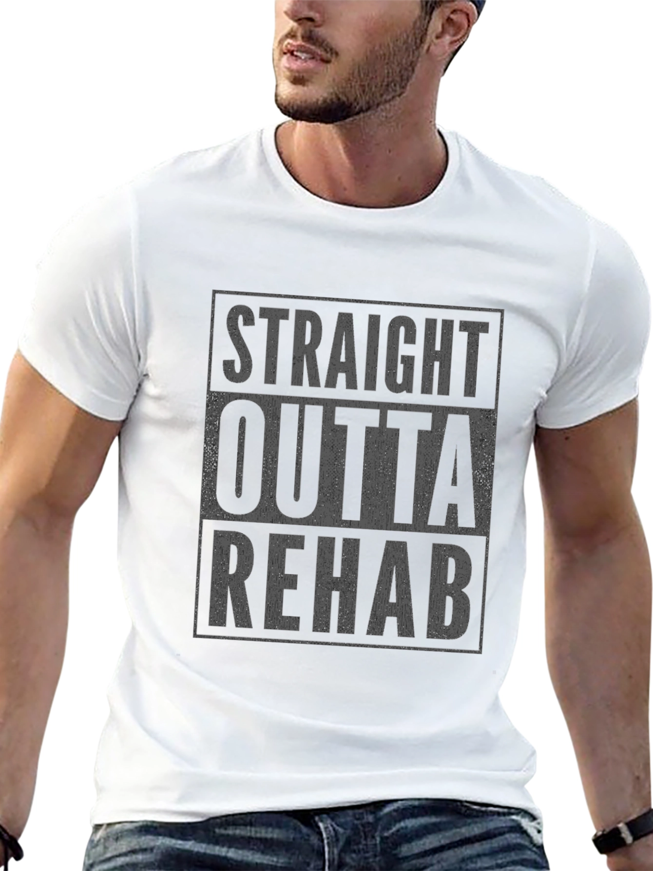 Straight Outta Rehab Black Graphic T-Shirt