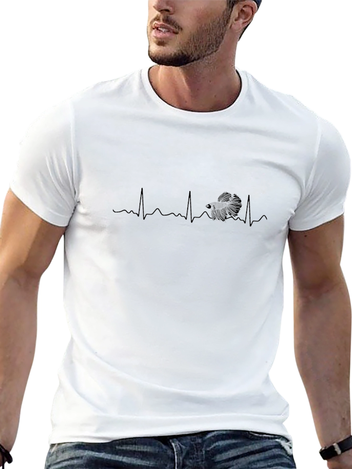 Heartbeat Betta Fish T-Shirt - Black