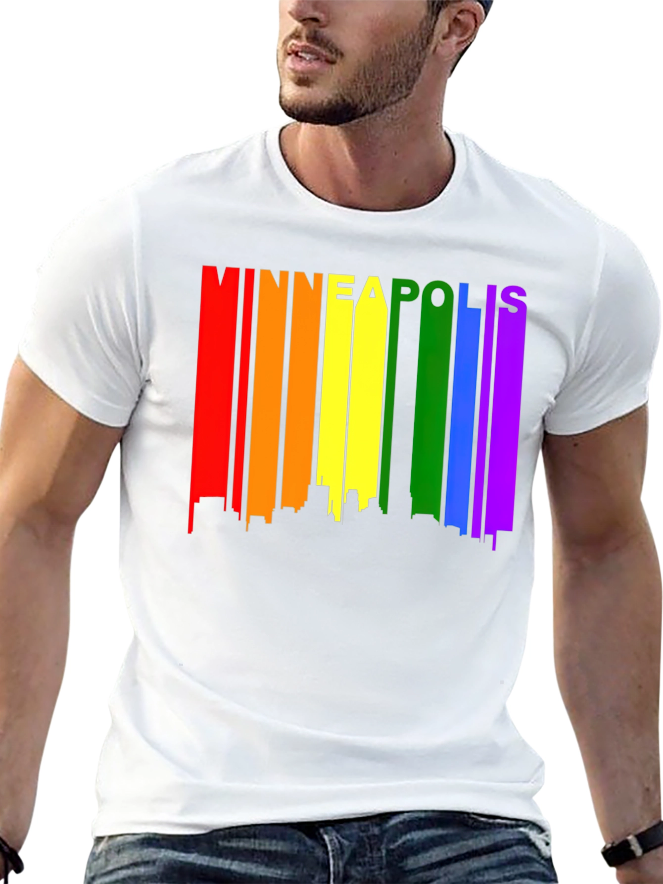 Minneapolis Pride Skyline Tee - Black Graphic T-Shirt