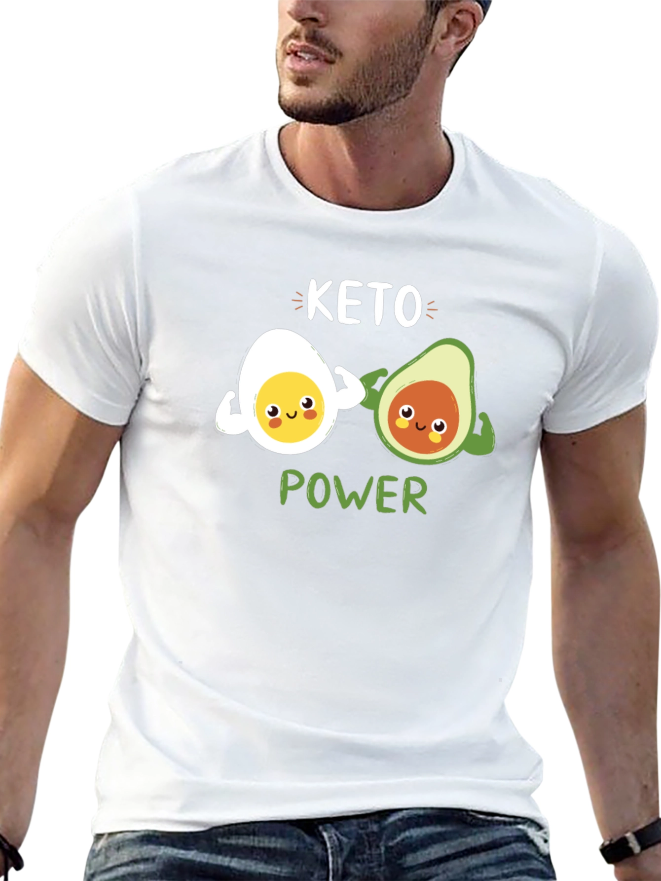 Keto Power T-Shirt - Egg and Avocado Gym Buddies