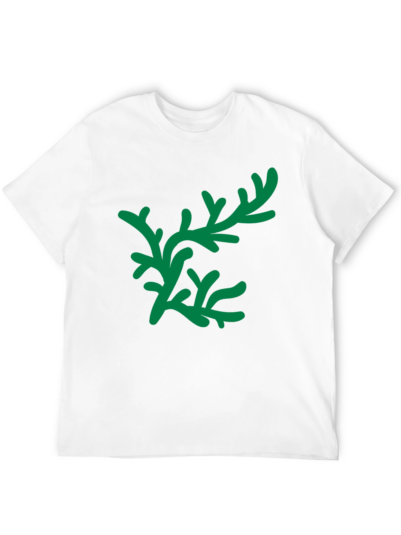 Green Floral Graphic Black T-Shirt
