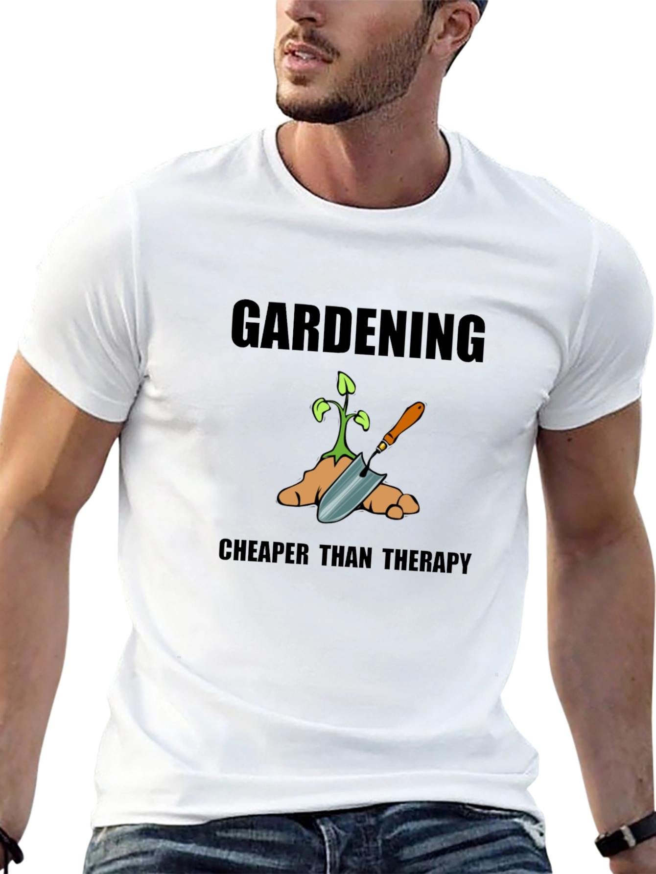 Gardening Cheaper Than Therapy Graphic Tee - Black
